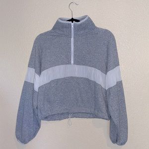 Victoria secret PINK cropped sweatshirt grey with white strip comfortable fleece